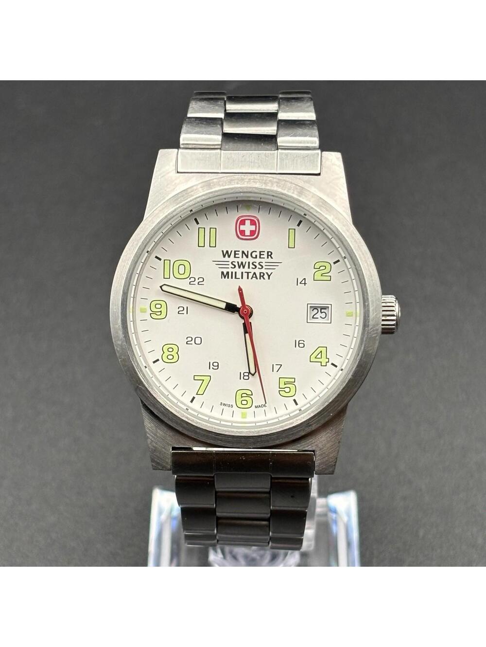Wenger Swiss Military 7290X Field Watch w/ Day Window White Dial 38mm - Running